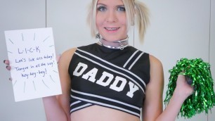Blond cheerleader in braces gets punished with ass to mouth