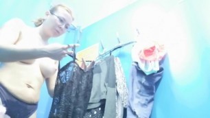 Dressing room. Hidden camera. Russian girl with big boobs and nipples