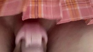 Caged sissy anal fuck