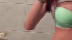 Green panties selfi video in the bathroom