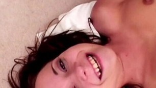 Bitch with small tits gets thick cocks up her pussy and ass hole and facials