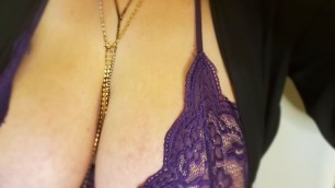 Pussy Pumping and Play in Purple Lingerie - Chubby Big Tits MILF Brunette Fingering Mistress X Gina