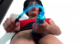 Petite Keira Verga uses her cock pump