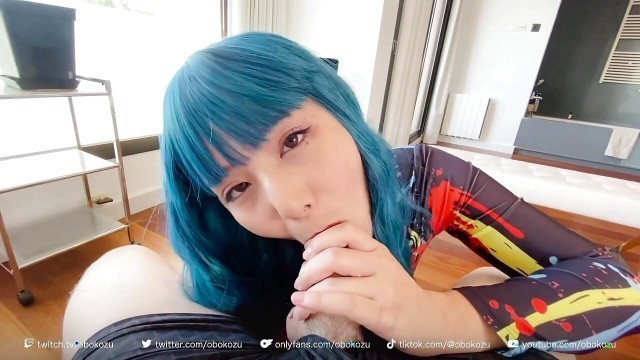 OBOKOZU - Blue Hair VS Blue Balls! Horny Anime Girl Sucks you dry!